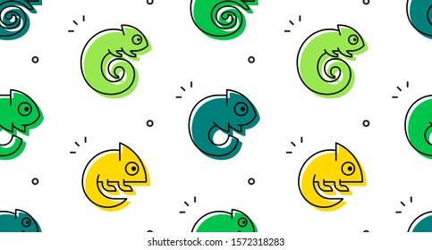 Seamless pattern with Chameleons. isolated on white background