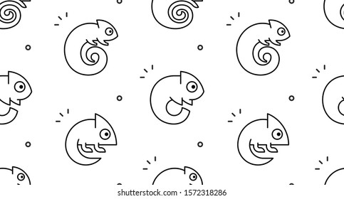 Seamless pattern with Chameleons. isolated on white background