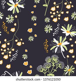 seamless pattern with chamomile flower