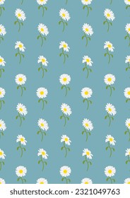 Seamless pattern with Chamomile  flowers background.Eps 10 vector.