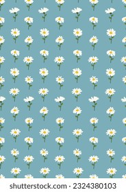 Seamless pattern with Chamomile flowers background.Eps 10 vector.