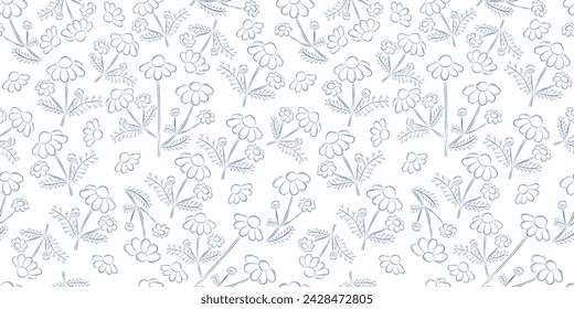Patrón sin costuras con flores de manzanilla. Fondo de verano. Diseño de envases, textiles en estilo rústico retro. Ilustración de vector