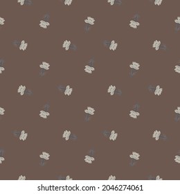 Seamless pattern chamomile on brown background. Beautiful ornament summer gray flowers. Geometrical texture template for fabric. Design vector illustration.