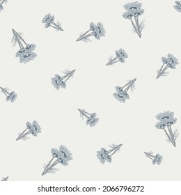 Nahtlose Muster-Kamille auf hellem Hintergrund. Schöne Ornament Sommer graue Blumen. Random Texturvorlage für Gewebe. Design, Vektorgrafik.