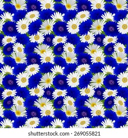 Seamless pattern with chamomile and poppies flowers. Vector illustration Can be placed on the packaging
