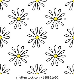 Seamless pattern with chamomile, vector. Could be used as background, for fabric, textile, wallpaper