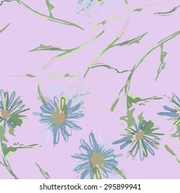 Seamless pattern with chamomile watercolor.