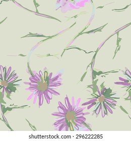 Seamless pattern with chamomile watercolor.