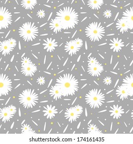 Patrón sin inconvenientes con chamóiles en fondo gris