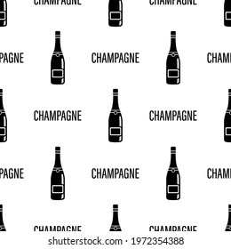 Seamless pattern champagne isolated on white background.
