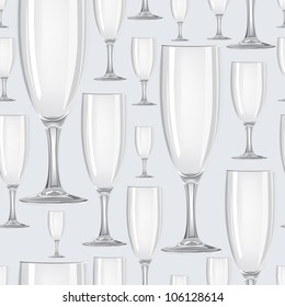 Seamless pattern with champagne wine glasses Cocktail party background.