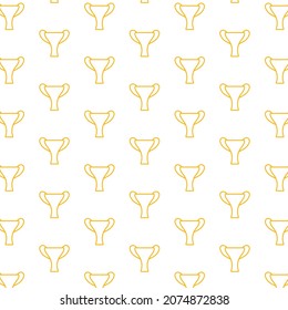 Seamless pattern of champion cup in white background with mini doodle (icon). Vector Illustration