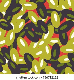 Seamless pattern. Chaos of ovals of different colors. Fashionable camouflage.