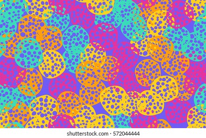 Seamless pattern. The chaos of pancakes. Random colored spots. Fashion camouflage.