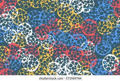 Seamless pattern. The chaos of torn pancakes. Random colored spots. Fashion camouflage.