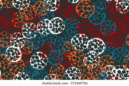 Seamless pattern. The chaos of torn pancakes. Random colored spots. Fashion camouflage.