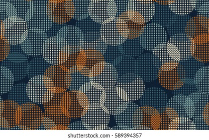 Seamless pattern. The chaotic background of round glare. Colorful fireworks. Flat.