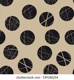 Seamless pattern with chaotic circles. Vector repeating texture.