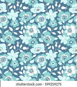 Seamless pattern with chaotic color stars on the dark background. Vector illustration.