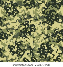 Seamless pattern with chaotic design for camouflage fabric. Version 3. Forest theme. Vector illustration