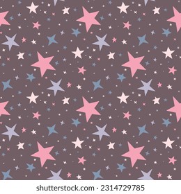 patrón ininterrumpido con estrellas de doodle caóticas de diferente tamaño 