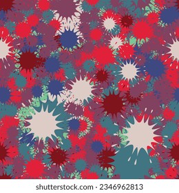 Seamless pattern. Chaotic dripping blots. Variegated texture.