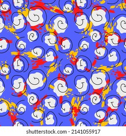 Seamless pattern with chaotic freehand curly lines