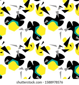 Seamless pattern with chaotic geometry elements.