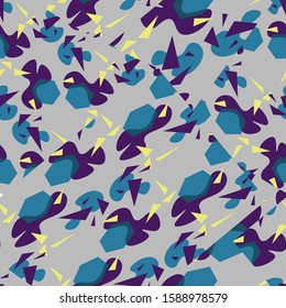 Seamless pattern with chaotic geometry elements.