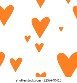 Seamless pattern with chaotic hearts. Vector illustration