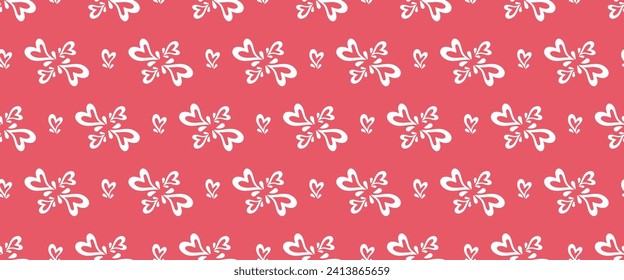 Seamless pattern with chaotic hearts. Vector illustration with hearts ornament. Valentines day wrapping paper. Cover hearts print.