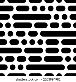 Seamless pattern, chaotic horizontal strokes and points, black and white