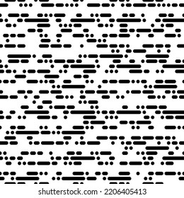 Seamless pattern, chaotic horizontal strokes and points, black and white