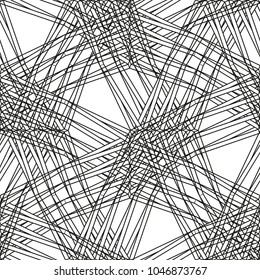 Seamless pattern of chaotic intersecting lines. Abstract geometric illustration.