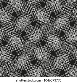 Seamless pattern of chaotic intersecting lines. Abstract geometric illustration.