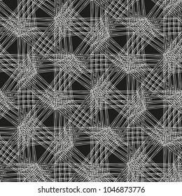 Seamless pattern of chaotic intersecting lines. Abstract geometric illustration.