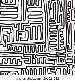 Seamless pattern with chaotic lines on a white background.