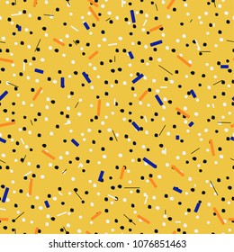 Seamless pattern with chaotic lines and small organic shapes