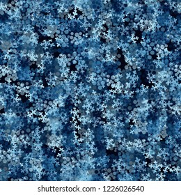 Seamless pattern. Chaotic snowflakes and winter camouflage.