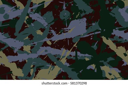 Seamless pattern. Chaotic spray. Random paint. Fashion camouflage. Grunge. Flat.