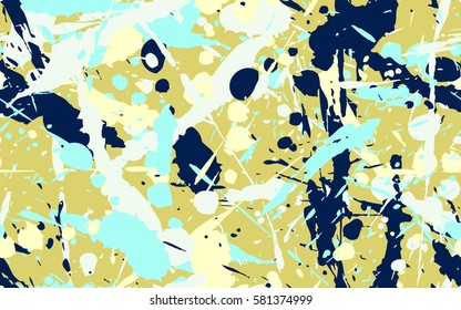 Seamless pattern. Chaotic spray. Random paint. Fashion camouflage. Grunge. Flat.