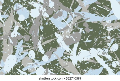 Seamless pattern. Chaotic spray. Random paint. Fashion camouflage. Grunge. Flat.
