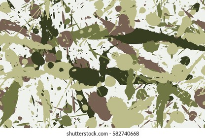 Seamless pattern. Chaotic spray. Random paint. Fashion camouflage. Grunge. Flat.