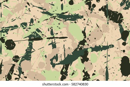 Seamless pattern. Chaotic spray. Random paint. Fashion camouflage. Grunge. Flat.