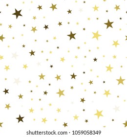 Seamless pattern with chaotic stars. Vector repeating texture