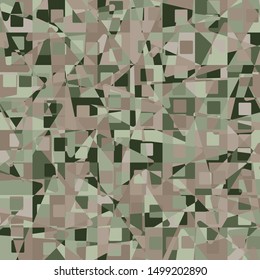 Seamless pattern. Chaotic texture composed of triangles and squares. Colors of granite stones.