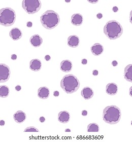 Seamless Pattern with Chaotic Watercolor Purple Dots on White Background. Vector Illustration.