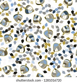 Seamless pattern. Chaotically arranged colored leaves. Colors of the spring landscape.