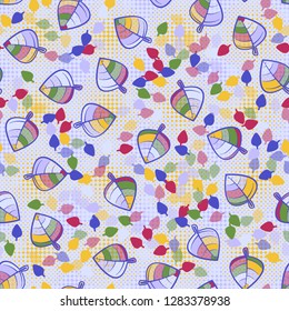 Seamless pattern. Chaotically arranged colored leaves. Colors of the spring landscape.
Background consisting of many small rhombuses. Just for editing.