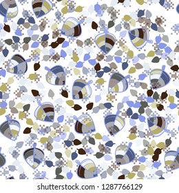 Seamless pattern. Chaotically arranged colored leaves. Colors of the spring landscape.
Background consisting of groups of squares. Easy to edit.